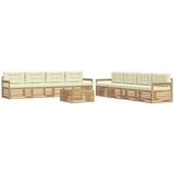 vidaXL Zunanja garnitura za sedenje 9 pcs Bela in krem Poliester, (5000280989) | Shoptok.si