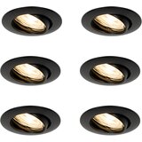 QAZQA Komplet 6 vgradnih reflektorjev črnih GU10 35 mm - Edu | Shoptok.si