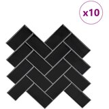  Pločica riblja kost 10 pcs Crna 30 x 30 cm Poliuretan i PET | shoptok.hr