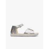 Camper Girls' Leather Sandals in Silver - Girls Cene