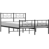  Metalni okvir kreveta uzglavlje i podnožje crni 140x190 cm | shoptok.hr