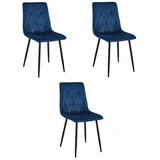stolica - tamnoplavi baršun / crne noge x 3