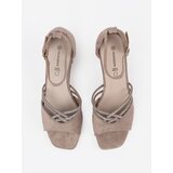 GOODIN Beige suede heeled sandals | Shoptok.si