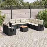  10-dijelni set vrtnih sofa s jastucima crni od poliratana | shoptok.hr