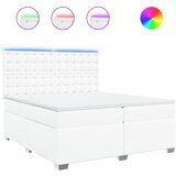 vidaXL Box spring postelja z vzmetnico bela 200x200 cm umetno usnje, (21310847) | Shoptok.si