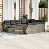 Maison Chic Seti vrtnega pohištva - Vrtna garnitura - Vrtni pohištvo set 11-delna z blazinami siv poli ratan, (21809252) | Shoptok.si
