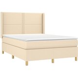  Krevet box spring s madracem LED krem 140x200 cm od tkanine | shoptok.hr