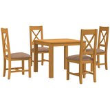  Blagovaonski set 5 kom. Siva Čvrsto Hrastovo Drvo 90 x 90 x 75 cm | Shoptok.si