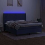  Box spring postelja z vzmetnico LED modra 160x200 cm blago, (20900194) | Shoptok.si