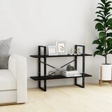 Furnova Knjižna omara 2-nadstropna črna 100x30x70 cm trdna borovina, (21933013) Cene