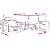  Set vanjskih sofa 6 kom. Prirodna i krem Smeđa 255 x 132,5 x 73 cm | Shoptok.si