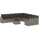 Maison Chic Seti vrtnega pohištva - Vrtna garnitura - Vrtni pohištvo set 11-delna z blazinami siv poli ratan, (21816304) | Shoptok.si