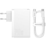 Baseus GaN5 Pro Hitri polnilnik, 2xUSB-C + USB, 140W, bel | Shoptok.si