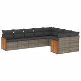 Maison Chic Seti vrtnega pohištva - Vrtna garnitura - Vrtni pohištvo set 9-delna z blazinami siv poli ratan, (21798115) | Shoptok.si