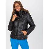 Fashion Hunters Black quilted transitional jacket with a hood Cene