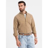 Ombre Men's REGULAR FIT cotton shirt with pocket - light brown | Eponuda.ba