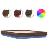  Okvir kreveta s LED svjetlima smeđa boja hrasta 135 x 190 cm | shoptok.hr