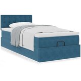 vidaXL Otomanski posteljni okvir z vzmetnico moder 90x200 cm žamet | Shoptok.si