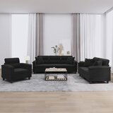 vidaXL 3-dijelni set sofa s jastucima crni od mikrovlakana | shoptok.hr