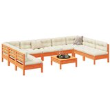 vidaXL 10-dijelni set vrtnih sofa s jastucima voštano smeđi borovine | shoptok.hr