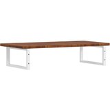  Zidna polica za umivaonik od čelika i masivne hrastovine Smeđa 100 x 50 x 2.5 cm | shoptok.hr