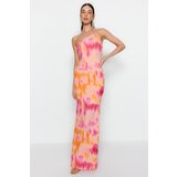 Trendyol Gradient Patterned Multicolored One-Shoulder Long Evening Dress | Shoptok.si