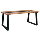 Furnova Jedilna miza 180x90x75 cm trden akacijev les in steklo, (21946882) | Shoptok.si