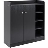 HOMCOM Prostorsko varčna in sodobna lesena omara za 12 parov čevljev s 4 odprtimi policami, 83x30x90 cm, črna, (20745356) Cene