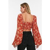 Trendyol Cinnamon Floral Patterned Viscose Blouse narandžasta | krem | tamnocrvena | ePonuda.com