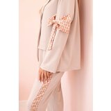 Kesi Włoski Women's set with viscose – blazer with lapels and pants with a stripe beige | ePonuda.com