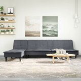 vidaXL Kutna garnitura na razvlačenje tamnosiva 255x140x70 cm baršun | shoptok.hr