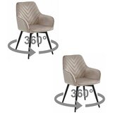  Okretna stolica NANA 360, tamnobež baršun, crne metalne noge, set 2 kom | shoptok.hr
