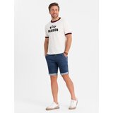 Ombre Men's denim shorts with rolled up leg - dark blue | shoptok.hr