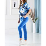 Resti Women's velour sweatshirt set with floral motif in navy blue- Clothing | Shoptok.si