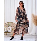 Resti Black and light brown mesh midi dress with print | Eponuda.ba