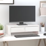  Stalak za monitor bijeli 50 x 27 x 15 cm od masivne borovine | shoptok.hr