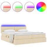  Krevet S LED lampica s uzglavljem Krema 200 x 200 cm tkanina | shoptok.hr