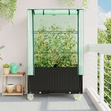 vidaXL Visoka greda s prevleko in kolesi videz ratana 80x50x182 cm | Shoptok.si