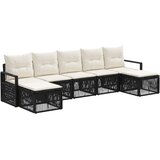 vidaXL Vrtna sedežna garnitura 7 pcs Črna poli ratan, (5000270340) | Shoptok.si