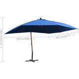 Viseći suncobran s drvenim stupom 400 x 300 cm plavi | Eponuda.ba