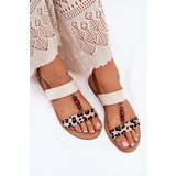 Boto Flat Women Sandals With Beads Leopard Beige Virona | ePonuda.com