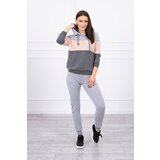 Kesi Set with colorful stripes gray+powdered pink | shoptok.hr