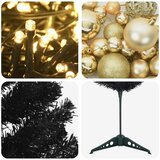  Umjetno usko božićno drvce s kuglicom 150 cm 150 LED lampica - 150 cm s LED-ima i zlatnim/bronzanim kuglicama | shoptok.hr