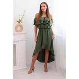 Kesi Włoski Women's off-the-shoulder dress with a longer back khaki | Shoptok.si