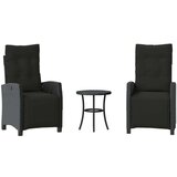  3-dijelni bistro set s jastucima crni od poliratana - Crna 1 | shoptok.hr
