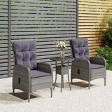 vidaXL 3-dijelni vrtni bistro set od poliratana sivi Cijene
