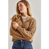 Bianco Lucci Women's Braided Buttoned Knitwear Sweater Cene