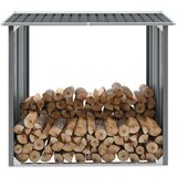 vidaXL Vrtna ostava za drva od pocinčanog čelika 172x91x154 cm siva | shoptok.hr