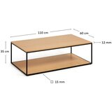 Kave Home Stolić za kavu s pločom stola u dekoru hrasta u prirodnoj boji 60x110 cm Yoana – | shoptok.hr