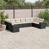  10-dijelni set vrtnih sofa s jastucima crni od poliratana Cijene